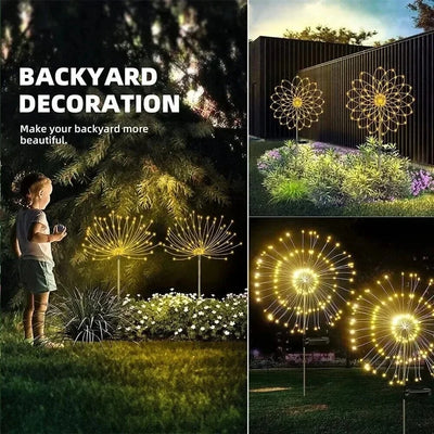 Lampe Solaire Extérieur Feu d'Artifice 60 LED Pissenlit