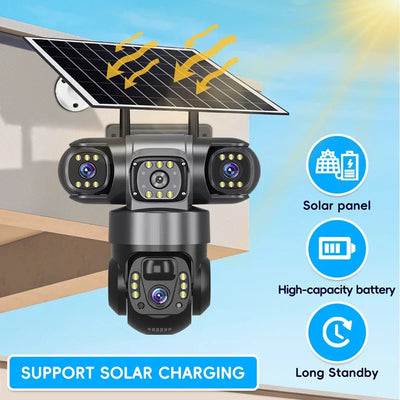 Caméra de Surveillance Solaire V380 Pro 3 Objectifs 360°