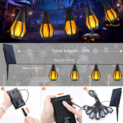Guirlande Solaire Halloween 10 Ampoules Flamme Vacillante