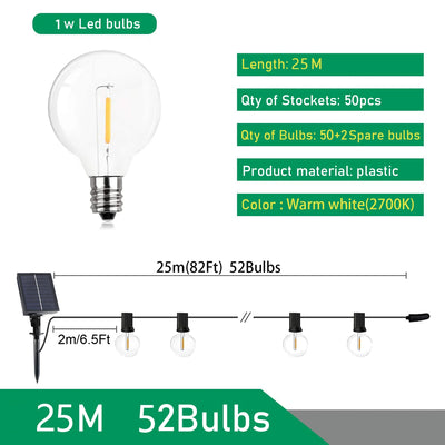 Guirlande Solaire Extérieur Guinguette Ampoules G40 LED