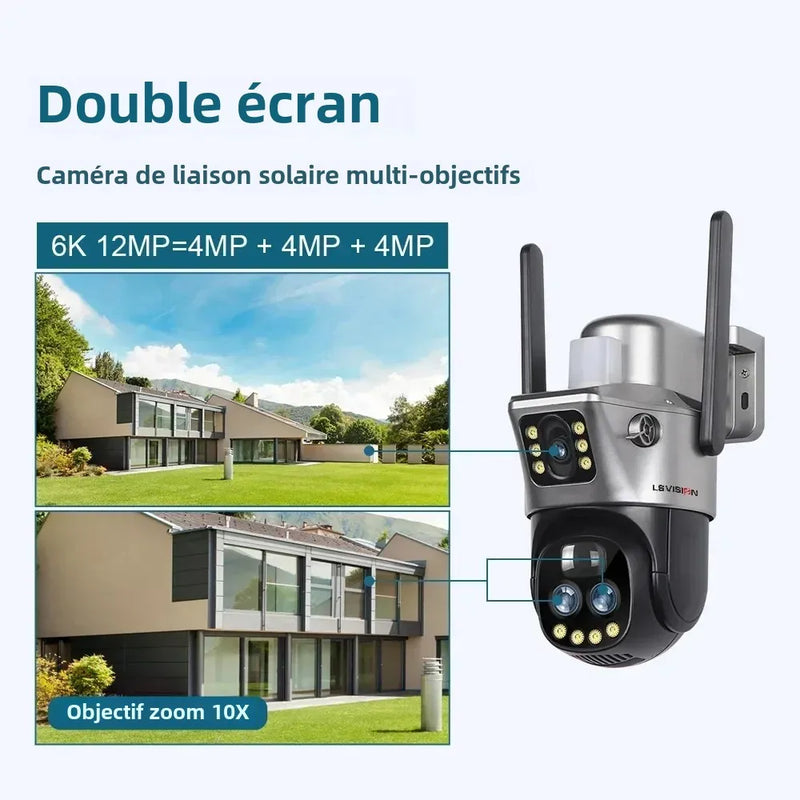Caméra solaire de surveillance 4K sans fil pour extérieur