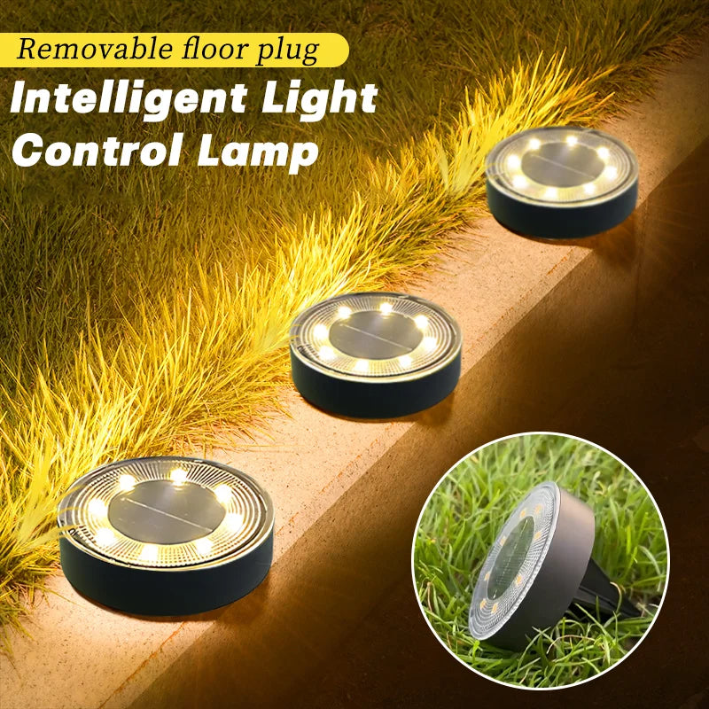 Spot solaire enterré LED en disque pour jardin