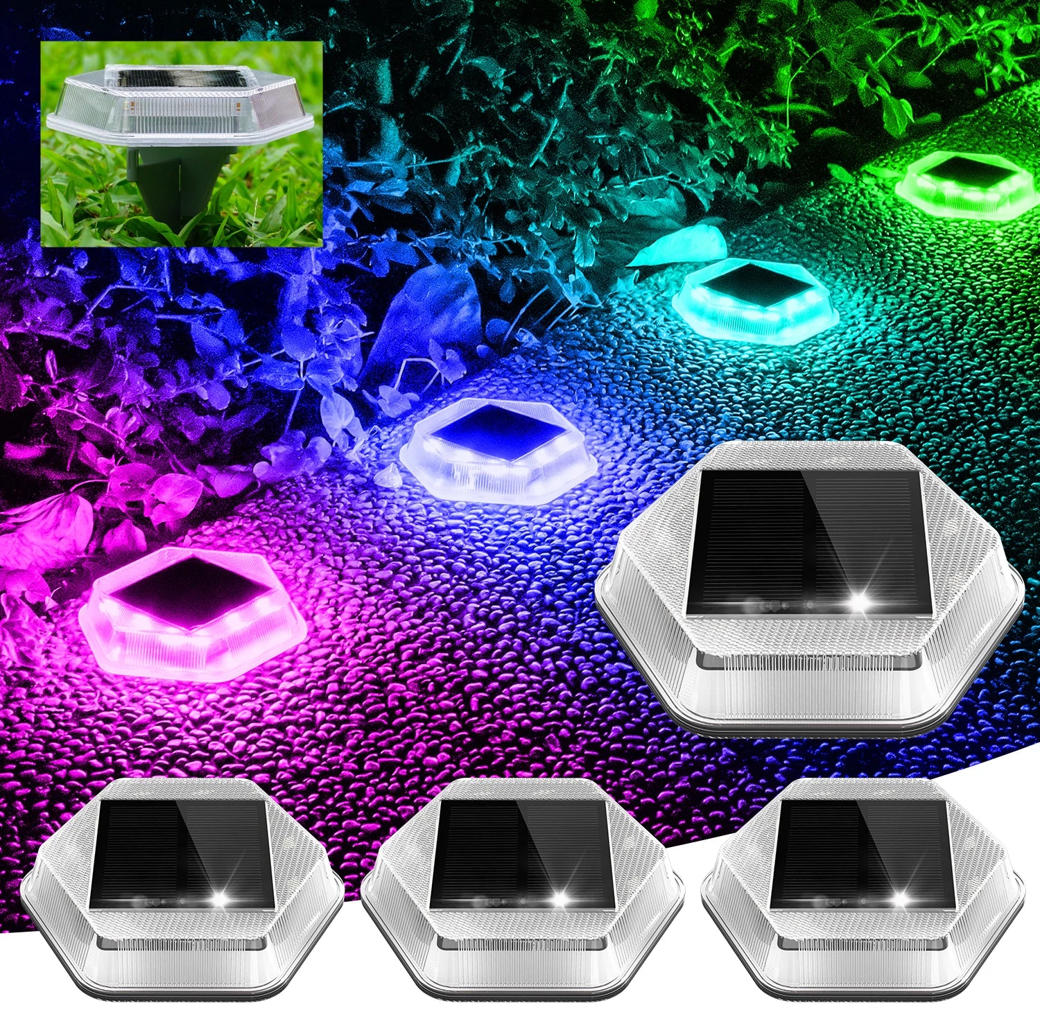 Spot solaire encastrable LED escalier RGB étanche IP65