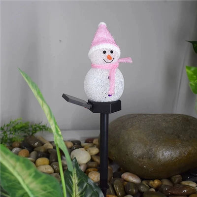 Piquet Solaire Noël Bonhomme de Neige LED Blanc Chaud