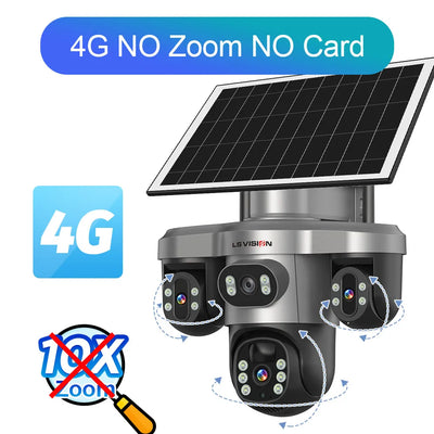 Caméra Solaire 4G 4 Objectifs Zoom 10X