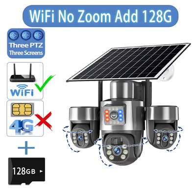 Caméra de Surveillance Solaire V380 Pro 4G 20MP 4 Objectifs