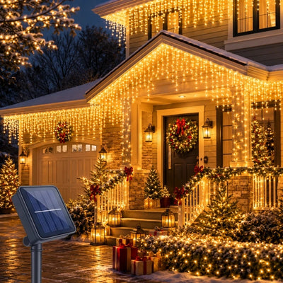 Guirlande Solaire Extérieure Rideau Lumineux LED