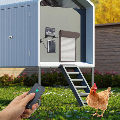 Porte Automatique de Poulailler Solaire 5W avec Auvent Métal