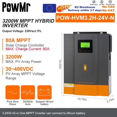 Onduleur Solaire Hybride 3,2kW 24V MPPT 80A - vue 6
