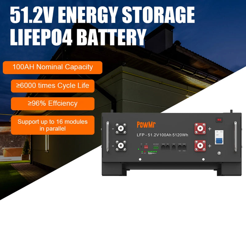 Batterie Solaire LiFePO4 51.2V 100Ah 5kWh
