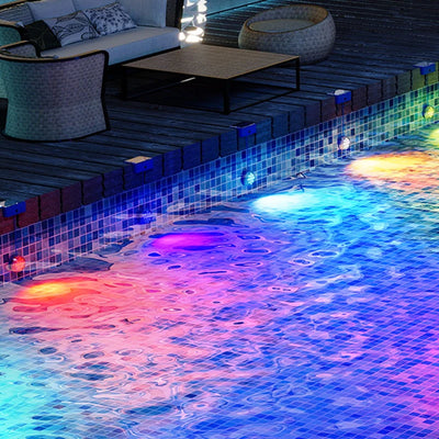 Lampe Solaire Piscine Submersible RGB IP68 avec Télécommande