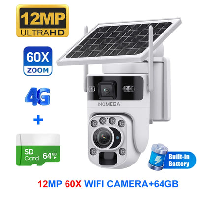 Caméra de Surveillance Solaire INQMEGA 4G 12MP Zoom Optique 60X