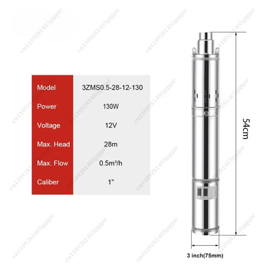 Pompe Solaire à Vis Inox 12V à 72V Haute Pression Puits