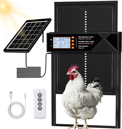 Porte Automatique de Poulailler Solaire XL Capteur de Lumière USB-C