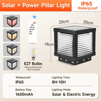 Lampe Solaire de Pilier avec Télécommande