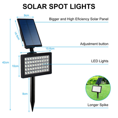 Spot Solaire 50 LED Étanche IP65 Éclairage Jardin Extérieur