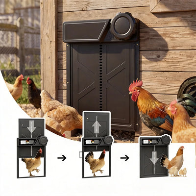 Porte Automatique de Poulailler Solaire Extra Large 27x24 cm
