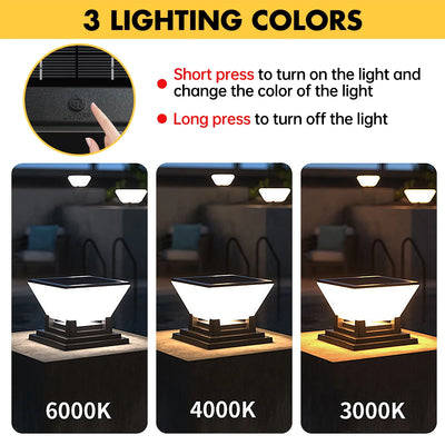 Lampe Solaire Pilier Portail Chapeau de Poteau 3 Tailles