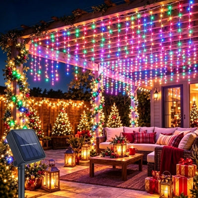 Guirlande Solaire Gouttelettes LED Escalier et Toiture Noël