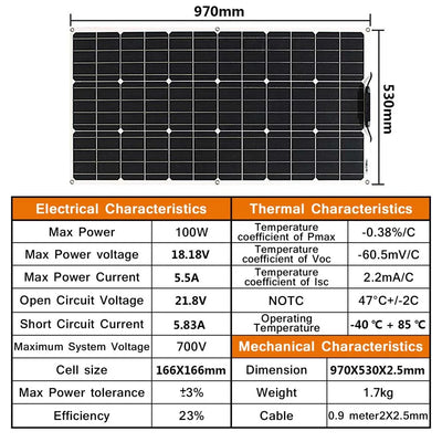 Panneau Solaire Flexible 100W à 400W avec Kit