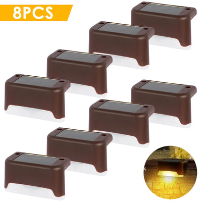 Lampes Solaires d'Escalier Extérieur IPX65, Pack 1 à 16 Pièces, Noir ou Marron
