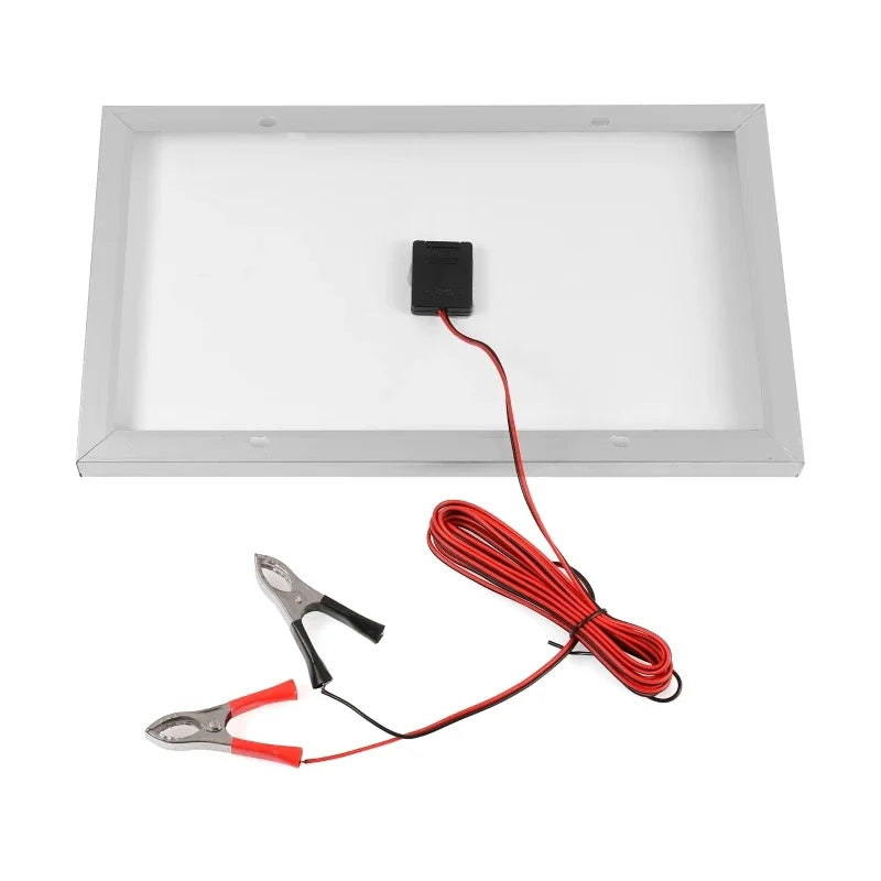 Kit Panneau Solaire Portable 20W 18V avec Pinces Crocodiles