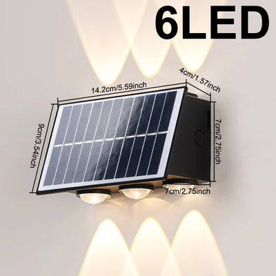 Applique Murale Solaire Extérieur 8 LED Haut et Bas Décorative