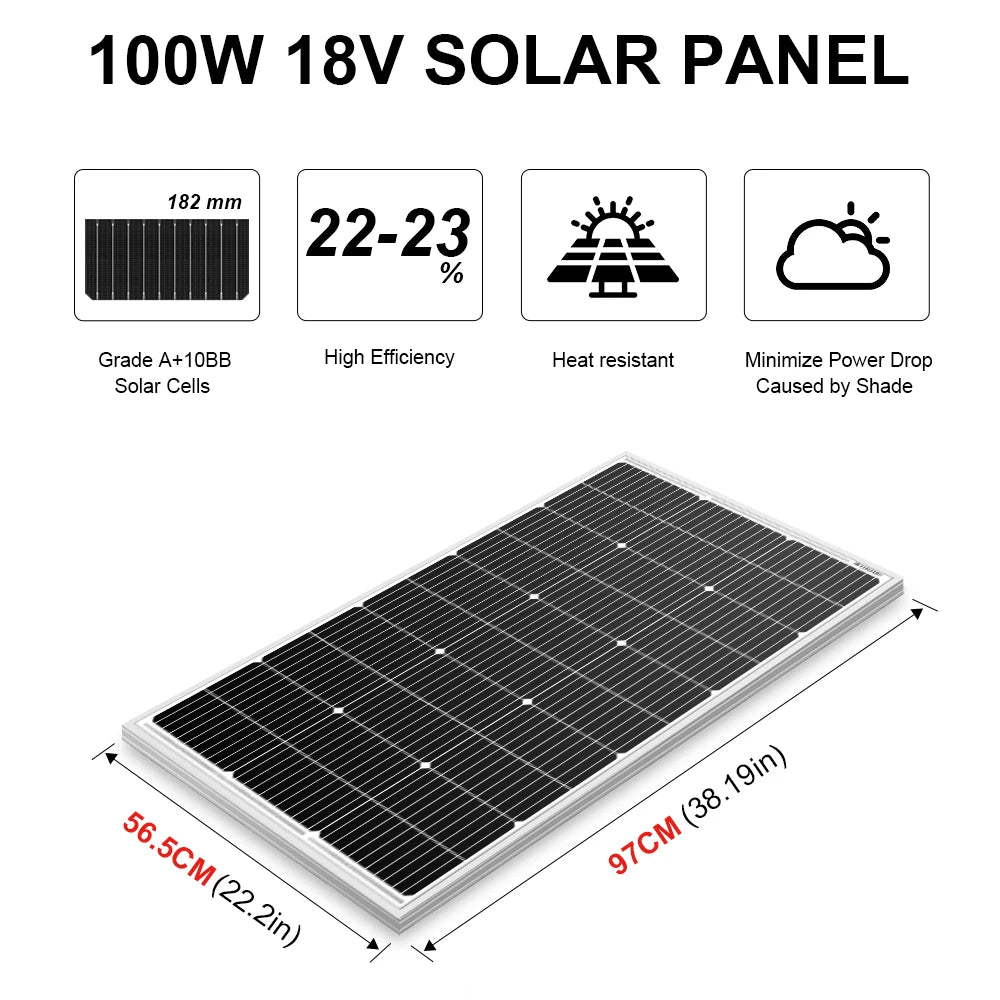 Panneau solaire monocristallin installé sur un camping-car