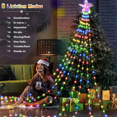 Guirlande Solaire Étoiles LED Décoration de Noël Extérieur