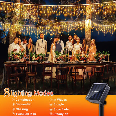 Rideau Solaire Lumineux 3,5 m LED Féerique Noël et Mariage