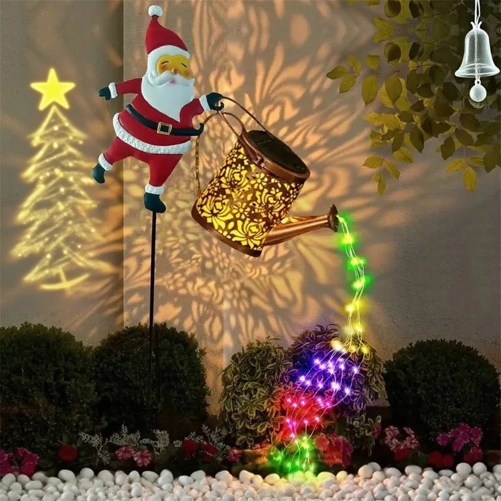 Lampe Solaire Père Noël LED Étanche pour Cour et Jardin
