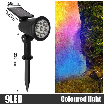 Spot Solaire RGB Extérieur 9 LED Luminosité Réglable pour Jardin et Palmiers