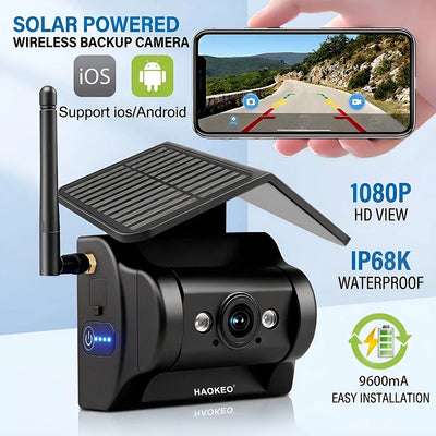 Caméra de Recul Solaire WiFi 1080P IP68 Camion et Camping-Car