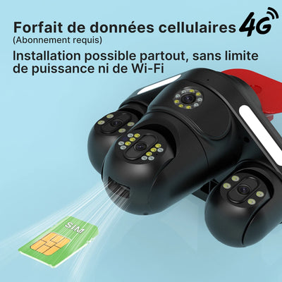 Caméra Solaire 4G 4 Objectifs Suivi IA - vue 4