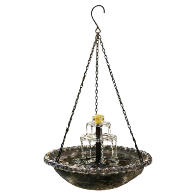 Fontaine Solaire Suspendue Cascade avec Mangeoire de Jardin