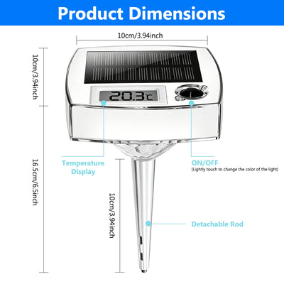 Thermomètre Solaire Flottant Piscine et Spa Lumineux 9 Couleurs