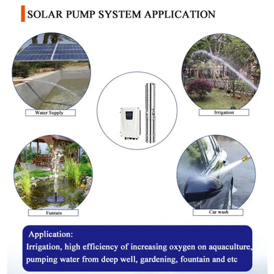 Pompe Submersible Solaire 1,5HP Puits Profond 132m