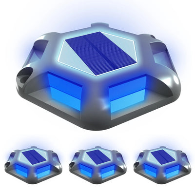 Lampe Solaire 6 LED Bleue Décorative Jardin Escaliers IP65