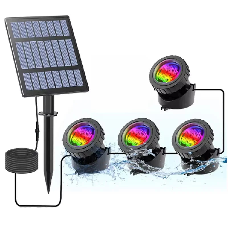 Lampe Solaire Bassin Submersible RGB Kit 3 à 5 Spots