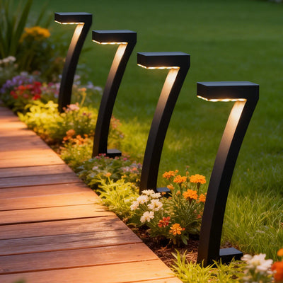 Lampe Solaire Jardin Marqueur de Chemin 6 LED Étanche IP65