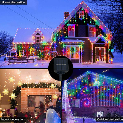 Rideau Lumineux Solaire Flocons et Glaçons LED Noël