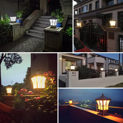 Borne Solaire de Jardin LED Étanche Bronze