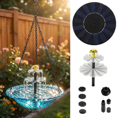 Fontaine Solaire Suspendue Bol en Verre avec Crochet