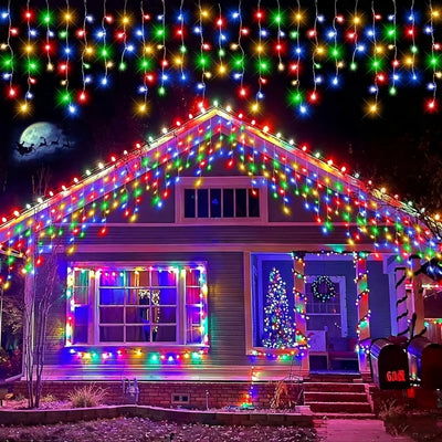 Guirlande Solaire Gouttelettes LED Escalier et Toiture Noël