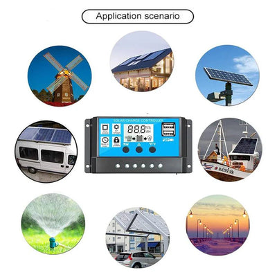 Régulateur Solaire 10 à 100A Écran LCD Double USB