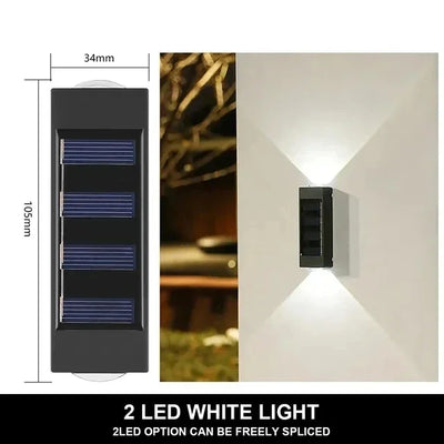 Applique Solaire Murale 12 LED Haut et Bas pour Balustrade