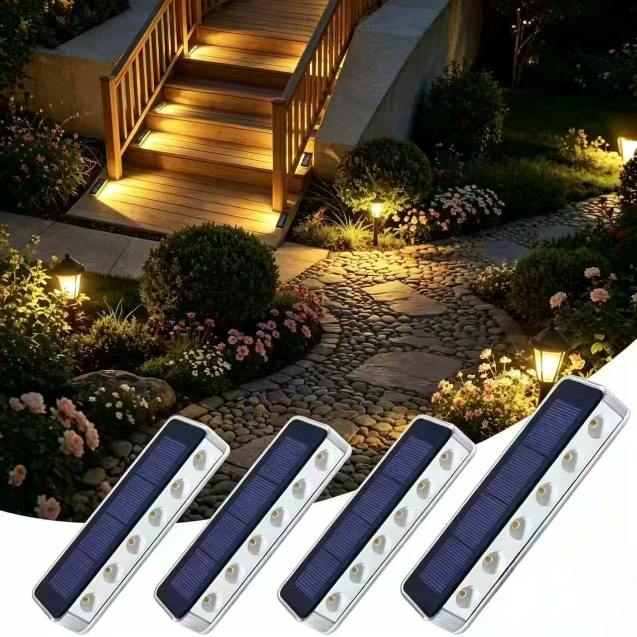 Spot solaire d'escalier IP68 anti-vol
