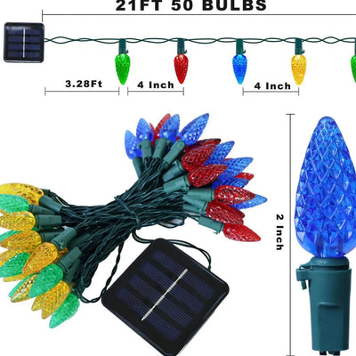 Guirlande Solaire Noël C6 Fraise 50 ou 100 LED Extérieur
