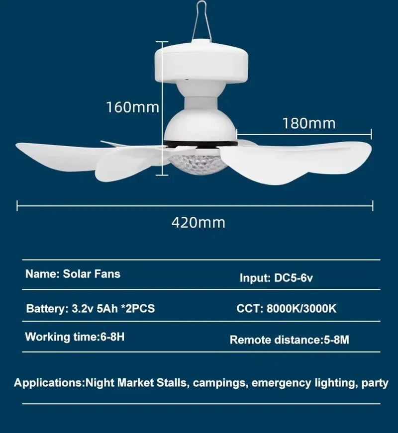 Ventilateur Solaire de Plafond avec Éclairage LED