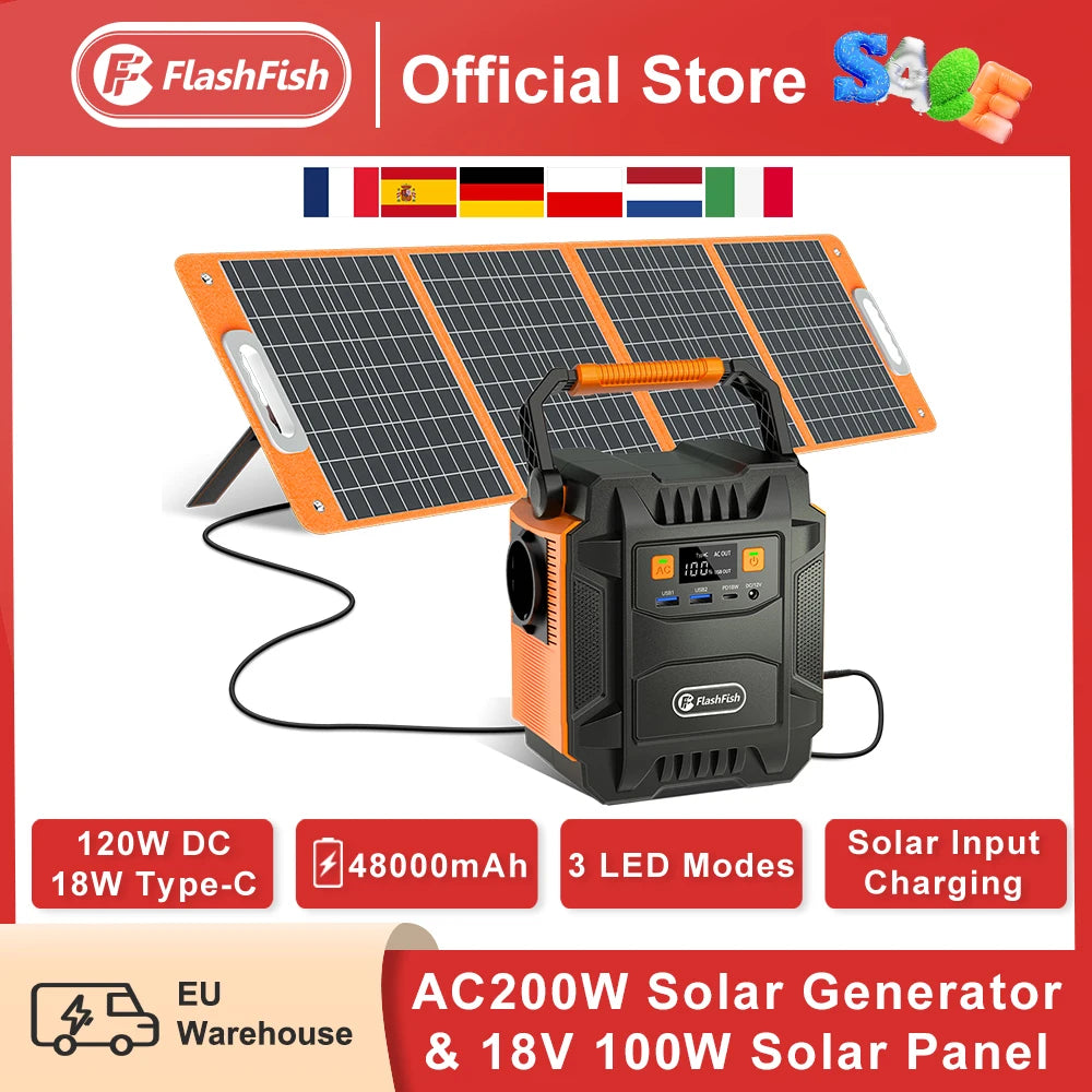 Générateur Solaire Portable FlashFish A201 200W avec Panneau 100W